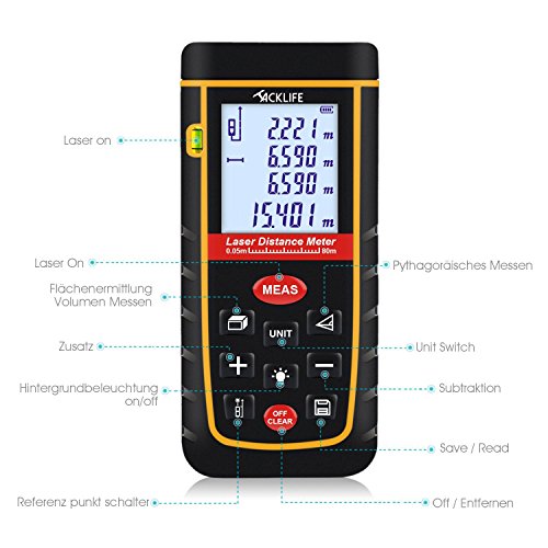 Tacklife Professional Laser Entfernungsmesser Distanzmessgerät 0,05~80m/±2mm Distanzmesser distanz messgerät mit LCD Hintergrundbeleuchtung, Ein Ideales Geschenk für Vatertag - 2