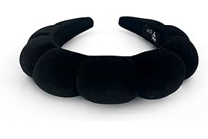 Bottega della Principessa-Cerchietto in Velluto Bombato-Cerchietto Skin Care virale Tik Tok per Beauty routine, Trucco, Spa-con astuccio in organza (Nero, 1 unità (Confezione da 1))