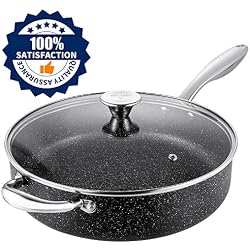 SKY LIGHT Sauteuse Antiadhésive 28cm/4L, Casserole en Aluminium avec Couvercle, Revêtement StoneTech, Poignée en Acier Inoxydable, Compatible Induction, va au Lave-Vaisselle