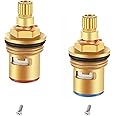 2PCS Replacement Tap Valves Kitchen Mixer tap Cartridge Replacement Brass Ceramic Stem Disc Cartridge Faucet tap Cartridge Replacement 1/4 Turn for Bathroom Kitchen