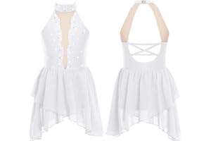 Jhaoyu Kids Girl's Lyrical Dance Dress Ballet Dancewear Latin Jazz Ice Skating Costume Irregular High-Low Skirt