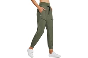 BALEAF Damskie spodnie turystyczne, lekkie, szybkoschnące spodnie cargo z kieszeniami na zamek błyskawiczny spodnie do biegania z wysokim stanem