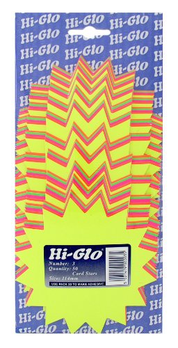 Hi-Glo 114mm Fluorescent Card Stars (Pack of 50)