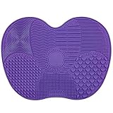 TOOGOO(R) Silicone Makeup Brush Cleaning Mat Scrubbing Pad Gloves With 7 Separate Sucker Solid Adsorption - purple