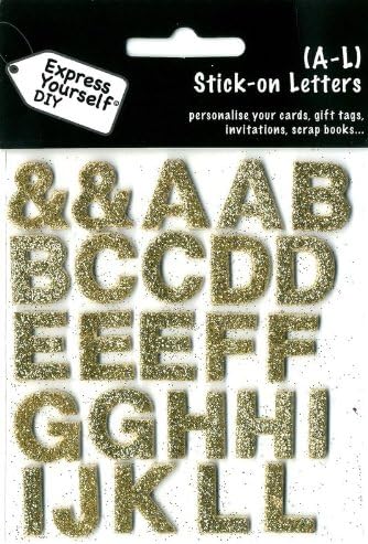Express Yourself DIY, self adhesive, Alpha A-L (Gold) Topper - Ideal for Card Making, Scrapbooking, Papercrafts, Childrens Crafts etc