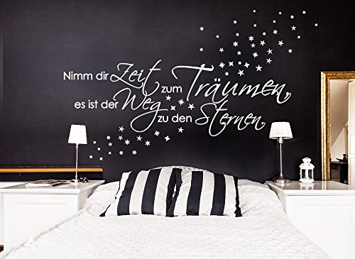 Wandora G003 Spruch Schlafzimmer Nimm dir Zeit zum Träumen… + Sterne Wandaufkleber Wandsticker schwarz (BxH) 100 x 30 cm - 3