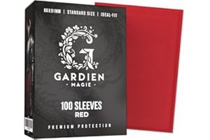 GARDIEN MAGIE - Fundas Cartas Premium | 100 Fundas para Cartas Mágicas de 66x91 mm Color Rojo, Opaco | Funda para Cartas Pokemon, MTG | Fundas para Cartas de Fútbol | Fundas Cartas Magic