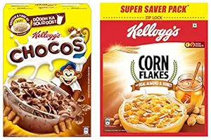 Kelloggs Combo, Kelloggs Chocos, High in Protein, B Vitamins, Calcium and Iron, 700g and Kelloggs Corn Flakes Real Almond and Honey, 1 kg