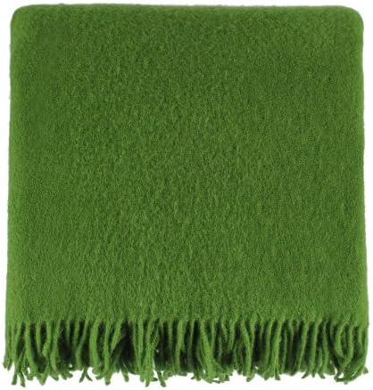 URBANARA Miramar Blanket/Throw - 100% New Zealand Lambswool, 130 x 190 cm (Green)