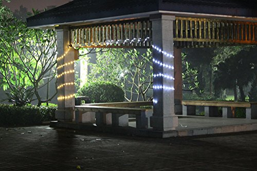 TurnRaise 12 M 100 LED Solar Garten Lichterkette, Wasserdicht IP65 LED Solarlichterkette,Außenlichterkette, LED Lichterketten Für Hochzeit, Party und Weihnachten, Weihnachtsbeleuchtung (Kaltweiß) - 4