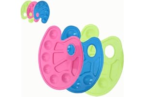 Palettes de bac à Peinture YXQSED-3 Couleurs avec Trou pour Le Pouce - Idéal pour Les peintures acryliques, à l'huile, à l'aquarelle et aux pinceaux (Rose, Vert, Bleu)