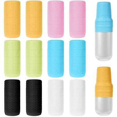 Copribottiglie Elastici GLEAVI Set 8 Coperture Elastiche In Silicone Per Bottiglie Shampoo E Doccia - Impermeabili E Anti-perdita Manicotti Elastici Viaggio