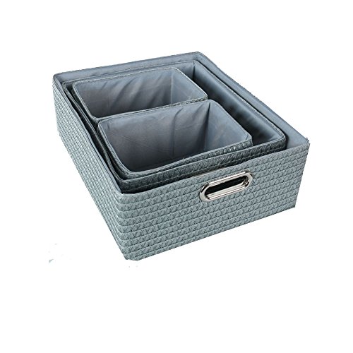 ColorLife Paja Cesta de Almacenamiento Adecuado Toalla Caja de almacenaje, hogar artículos. Caja de almacenaje Cesta Caja de joyería para Aperitivos con 4 Conjuntos