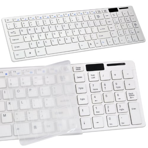 TRIXES Schmale weiße Drahtlostastatur und optische Drahtlosmaus für PC oder Laptop - 4