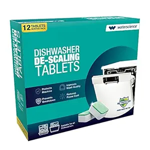 WaterScience Dishwasher Cleaner & Descaler Tablets- Protection from Hard water, Dirt, Grime & Odour (12 Tablets 20g each)