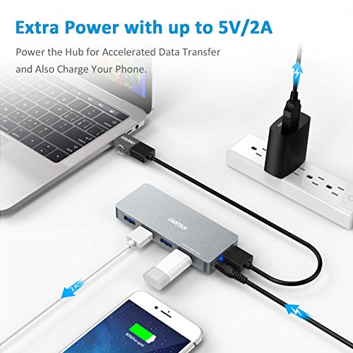 USB C Hub CHOETECH USB 3.0 4 Port Hubmit BC 1.2 Charging und USB C Adapter für USB Type C Geräte 2016/2017 MacBook Pro, MacBook 12”, MacBook Air und Andere - 3