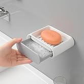 MallArt&reg; 2 Adet Su Hazneli Katı Sabunluk Seti &ndash; Duvara Yapışan, &Ccedil;ekmeceli Drenaj Tasarım &ndash; Banyo & Mutfak Kullanımı, Kaydırma