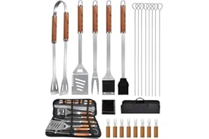 Zenmos 22pcs Stainless Steel BBQ Tools Set with Storage Bag for Men Gift Birthday, Heavy Duty BBQ Accessories Kit, BBQ Utensils Gift Set Barbecue Accessories BBQ Kit for Men and Women Gift