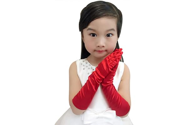 Gants Enfant Déguisement Mariage Gants Long Satin Fille Gant de Performance Scène Danse Jazz Gloves Accessoires Robe Costumes Cérémonie Soirée Opéra Fête Halloween Journée de l'enfance
