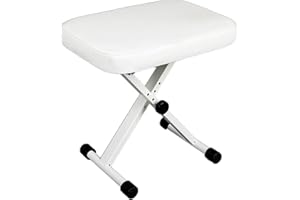 Miwayer Advanced Keyboard Bench, 4 Levels Height Adjustable Piano Stool, X-Style Piano Bench, Sponge Padded Piano Chair (Padded White)