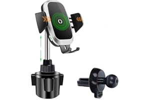 leChivée Bezprzewodowa ładowarka samochodowa do telefonu, uchwyt na kubek ładowarka do telefonu, automatyczny czujnik 2 w 1, regulowany uchwyt na kubek, kompatybilny z iPhone 13 12 11 Pro Max XR X,