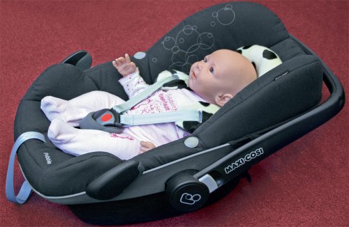 NeckyDrive 114102 Kopfstützkissen für Kindertrageschalen, circa 35 x 24 cm, rot/beige - 2