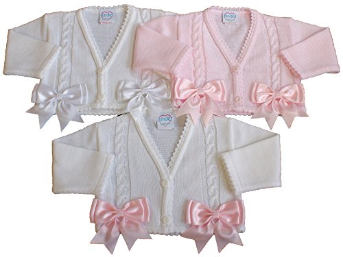 Baby bolero cardigan BOWS girls spanish style christening wedding 3-6 MONTHS PINK