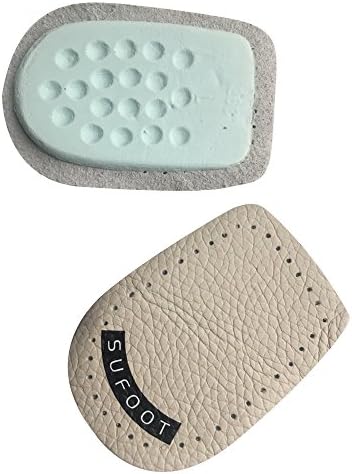 2 Pairs Leather Latex Heel Cups Heel Pads Insert Insoles for Plantar Fasciitis or Heel Spur
