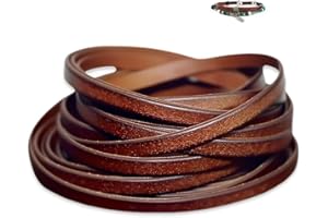 HMCEY Cordino Cuoio Piatto 5 mm,Fettuccia Cuoio,Cordoncino In Pelle,Corda PelleMarrone,Strisce Di Pelle,Laccio Cuoio per Collane,Filo Cuoio per Bracciali,Stringa Cuoio Piatta per Fai Da Te Artigianato