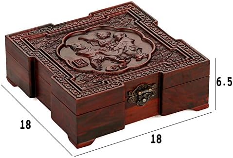 Red Red carved square jewellery box/ solid wood quality Chinese antique seal box/ Jade/ collection boxes-A