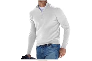 BAWUTZ Herren Kaschmir Reißverschluss Basic Pullover, Herren-Poloshirt, klassisch,Herren-Pullover mit V-Halsausschnitt, langärmelig, weicher Griff, Viertelreißverschluss