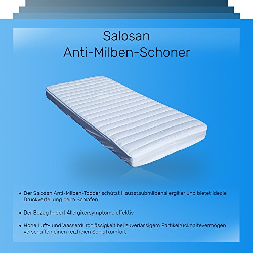★Salosan®★ Anti-Milben Matratzeneschoner, Matratzenschoner mit Spannbezug für Allergiker, Topper, Matratzenauflage (140 x 200 cm) - 2