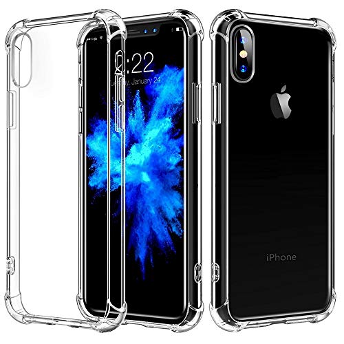 Funda iPhone X iPhone XS Carcasa HUSHCO Ligera Silicona Suave TPU Gel Bumper Case Cover de Protección Antideslizante [Anti-Rasguño] [Anti-Golpes] Caso - Transparente