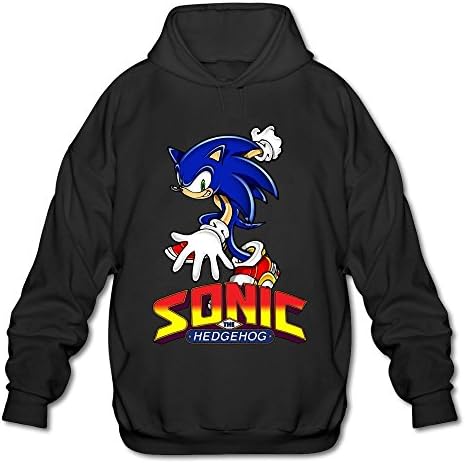 AOPO Sonic The Hedgehog ACT Men's Long Sleeve Hooded Sweatshirt / Hoodie X-Large Black