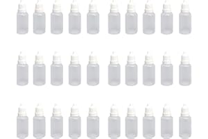 ZYXTLY 10 ml Botellas y frascos de laboratorio, Botes vacíos de plástico,30Pcs botellas cuentagotas vacías de plástico para Aceite Esencial, Masaje,Fragancia, Aromaterapia, Laboratorio