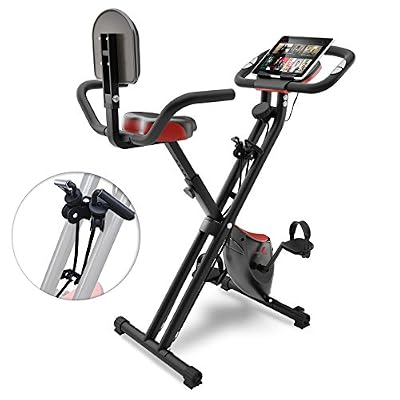 Sportstech Vélo d’appartement F-Bike X100 4-en-1 Home Trainer Vélo d’intérieur, X-Bike pour adulte, poignées avec cardiofréquencemètre, cordes de traction, support pour tablette, dossier inclinable