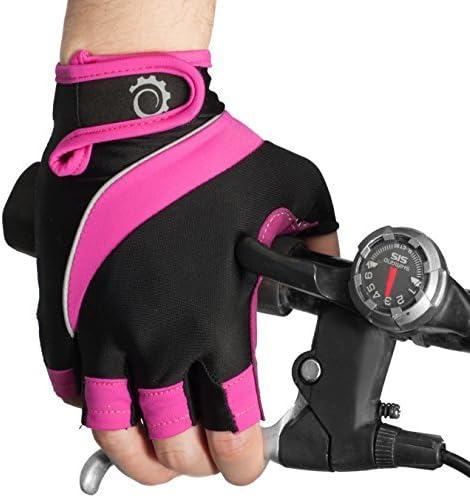 Cycle Gloves – Half Finger Light Pad Gloves For Riding Weightlifting Cycling And More – Women and Men Sporting Gloves (Pink Black, Small)