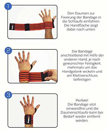 HANDGELENKBANDAGEN FITNESS KRAFTSPORT BODYBUILDING – 2er Set 50cm X 8,5cm Wrist Wraps Zughilfen Für Herren & Damen Von Supplify – Langlebige, Breite Stütze Für Maximale Stabilität Beim Krafttraining - 7