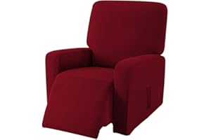 EBETA Jacquard Copripoltrona Fodera per poltrona Coprisedile Chivas Poltrona Reclinabile Relax Completo Elasticizzato con Tasche (Vino rosso)