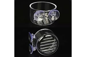 ZHANSHUIDEFAQ 2 Pcs Red Worm Feeder Acrylic Plant Shrimp Feeder Bowl Floating Bloodworm Food Dish with Suction Transparent Fish Feeding Cup for Aquarium Reptiles