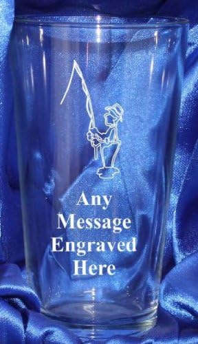 Pint Glass [Custom] Engraved Personalised Fishing PG42 in Silk Lined Gift Box