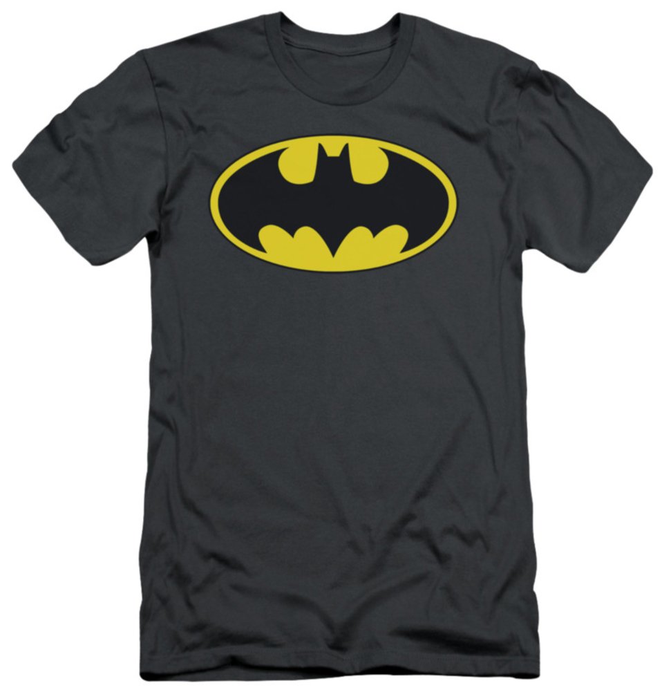 Batman-Classic-Bat-Logo-Baumwolle-T-Shirt-Anthrazit-Erwachsene-Damen-Herren-Kurze-rmel-T-Shirt-Unisex-Erwachsene-Herren-grau-Large