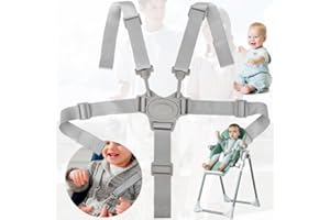 Weploda 5 Punkt Kinder Sicherheitsgurte, Punkt Hochstuhl Gurt, Multifunktional Hochstuhlgurt, Universal Kinderschutzgurt, eicht Zu Tragen, Für Hochstühle, Kinderwagen(Grau)
