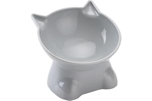 PEWELL Gamelles Surélevées pour Chat - Inclinable à 15 Degrés, Peu Profonde 13,5 cm - pour Nourriture et Eau - en Étain