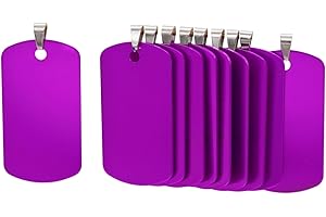 ‎NANTUN NanTun Hundemarken, rechteckig, Aluminium, blanko, personalisierbar, personalisierbar, Größe 46 mm x 25 mm, Violett, 30 Stück