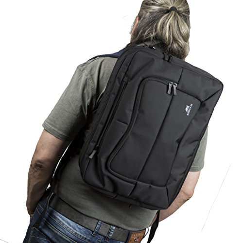 RIVACASE Tasche für Laptops bis 16“ – 2in1 Werwandelbare Notebooktasche/Rucksack mit Trolley Befestigung – Schwarz - 7