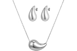 Emibele Schmuckset für Frauen, Halskette & Ohrringe mit Anhänger Elegantes Damenschmuck-Set, zierliche Statement-Halskette und Ohrringe-Set für Frauen, Mädchen und Teenager