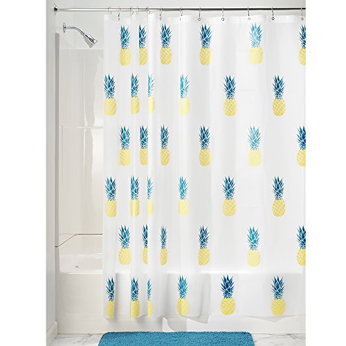 InterDesign 36980EU Pineapple PVC-freier Duschvorhang aus Peva, Plastik, gelb/türkis, 182.88 x 182.88 x 1.17 cm