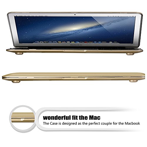 tinxi® Zweiteilige Matte Gummierte Harte Schutzhülle für Apple Macbook Air 13,3 Zoll Hülle Cover Schale Schutz Hülle Tasche Etui Case Shell Hard Plastik transparent mattiert gold - 4