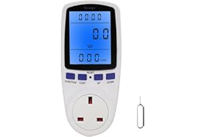 NEVSETPO Power Meter UK Plug, Energy Monitor Watt Meter with Blue Backlight, Smart Meter Energy Monitor 7 Modes LCD Display, Electric Meter Electric Socket Tester Power Consumption Analyser Voltage Amp KWH